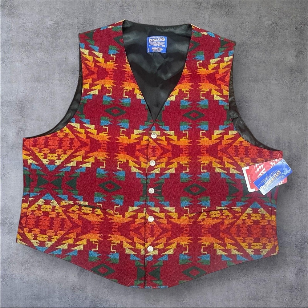 Vtg Pendleton High Grade Western Wear Wool Vest Mens XXL Southwestern Aztec NWT